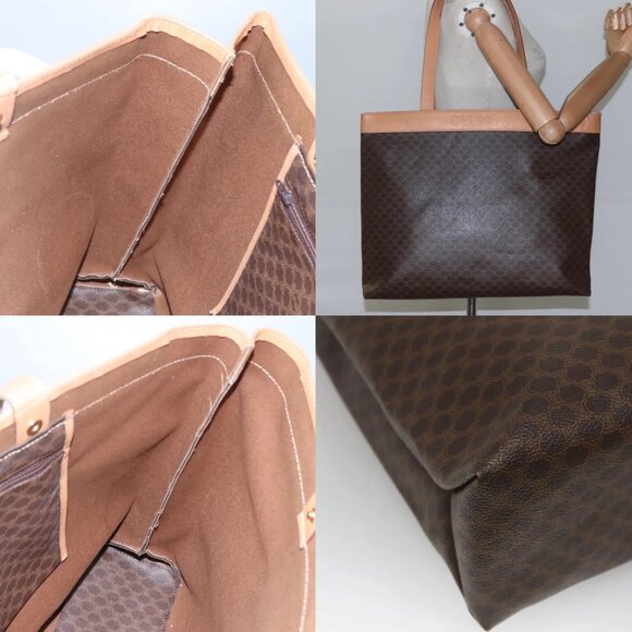 CELINE Macadam Canvas Tote Bag PVC Leather Brown Gold Auth mr1098 - Picture 16 of 16